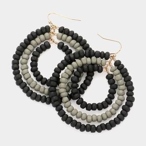 Wood Ball Cluster Link Dangle Statement Earrings